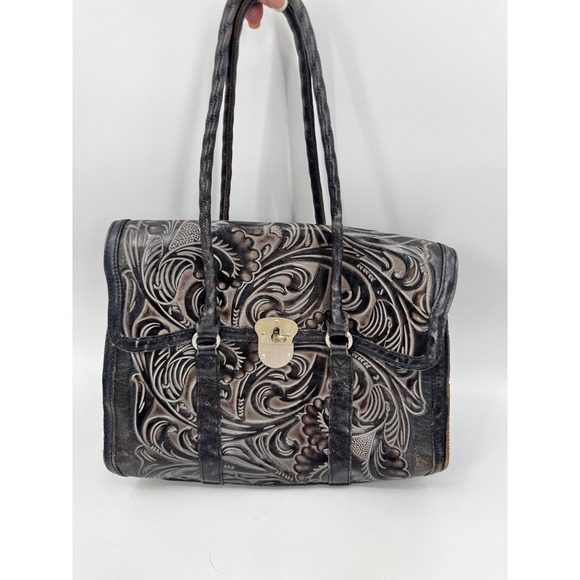 Patricia Nash Handbags - Patricia Nash Tote Bag Womens Large Black Tooled Leather Floral Boho Handbag